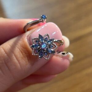 Blue  Floral Swivel Ring